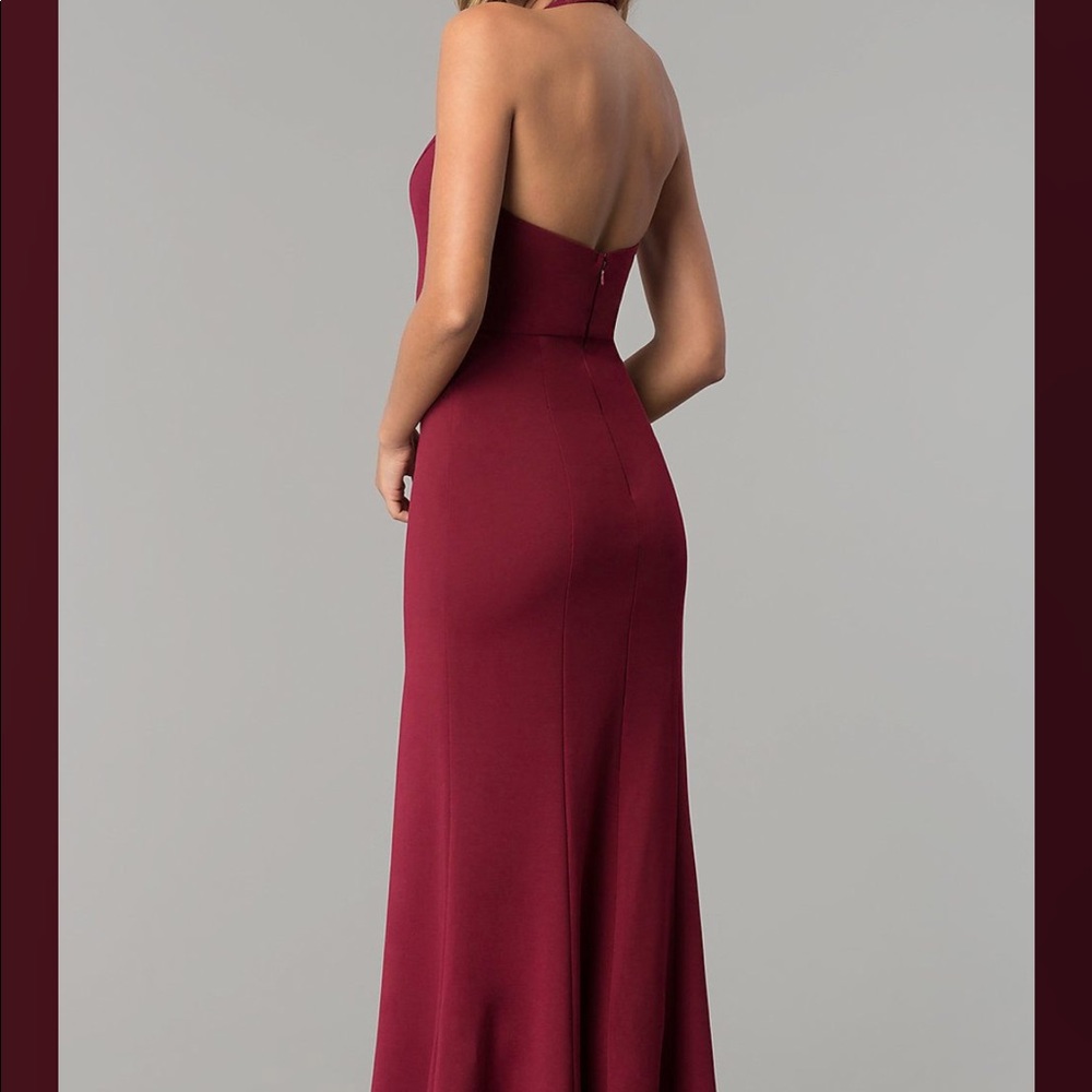 Maroon Halter dress with Slit